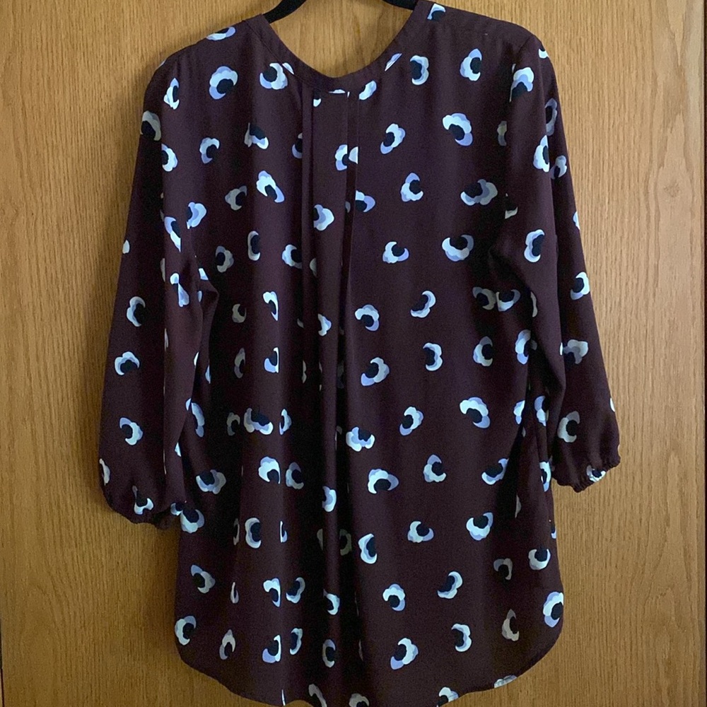 41 Hawthorne Women's Floral Print Blouse - Purple - Picture 2 of 8